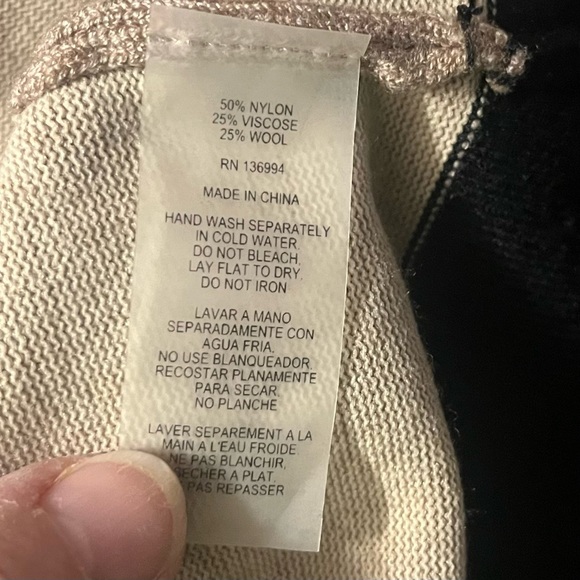 LUSH long open cardigan jacket-color block tan & blk-woman’s Medium - Picture 13 of 13